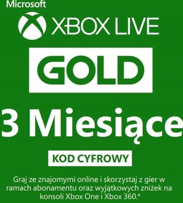 Xbox Live Gold 90 DNI / 3 MIESIĄCE EU/PL