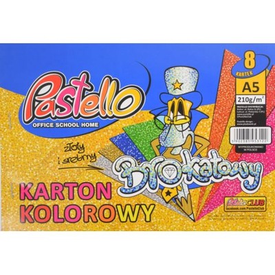 KARTON KOLOROWY BROKATOWY A5 8 KARTEK 210g/m2