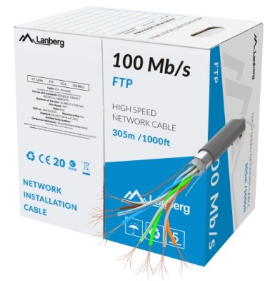 KABEL LAN FTP 100MB/S 305M LINKA CCA SZARY LANBERG