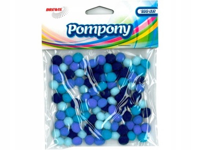 POMPONY ODCIENIE NIEBIESKIEGO 1CM 100 SZTUK POM13