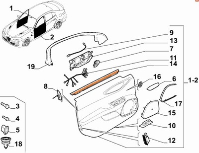 Прокладка двері передніх правих alfa romeo giulia фото №1