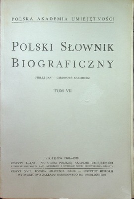 Polski słownik biograficzny tom VII Reprint z
