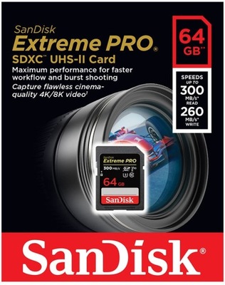 SanDisk EXTREME PRO 64GB 300MB/s karta pamięci SD