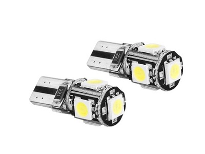 LUZ DIODO LUMINOSO LED CANBUS T10 5X5050 12V BLANCA FRÍA  