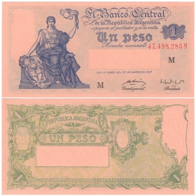 ARGENTYNA 1 PESO 1947 P-257(2) UNC