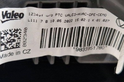 PEUGEOT 308 3 CHAUFFAGE KLIMATRONIC 9833951780 - milautoparts.fr