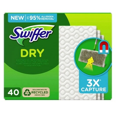 Wkłady do mopa Swiffer Dry pochłaniacze kurzu 21 x 26 cm białe 40 szt.