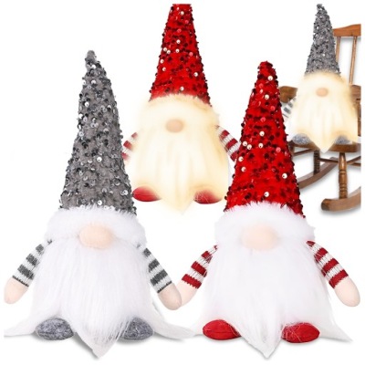 SKRZAT ŚWIĄTECZNY KRASNAL MIKOŁAJ GNOM ŚWIĘTA OZDOBA ŚWIECĄCY LED 2 SZTUKI