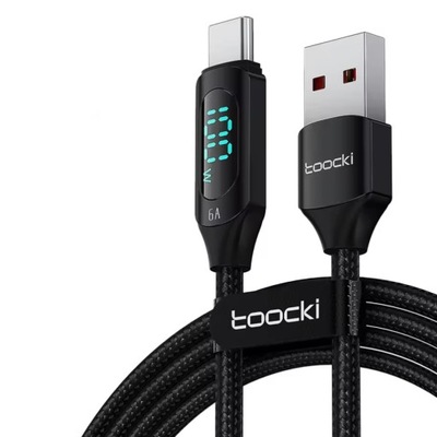 TOOCKI KABEL USB-A do USB-C 100W, 6A, 2m Z WYŚWIETLACZEM
