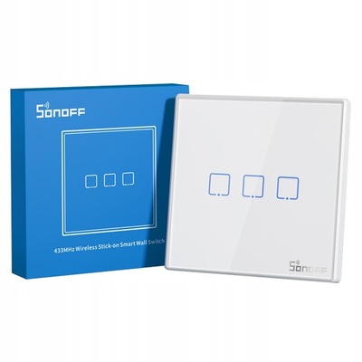 SONOFF T2EU3C SZKLANY INTELIGENTNY BEZPRZEWODOWY WŁĄCZNIK ŚWIATŁA RF 433MHZ