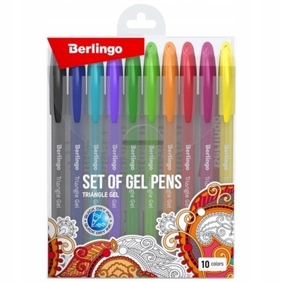Długopisy żelowe Berlingo Triangle Gel 10 kolorów