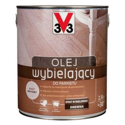 Wybielający OLEJ DO PARKIETU V33 Biały Mat 2,5L