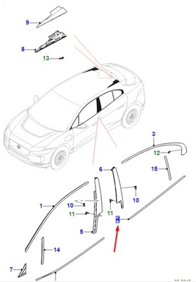 Jaguar i-pace x590 rear left door window полоса t4k8721 original фото №1