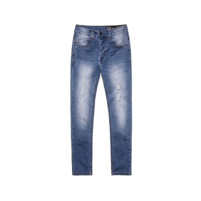 Niebieskie męskie jeansy zwężane przetarcia - 29