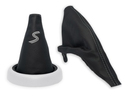 Mini cooper s r50 комплект чехлы рычага czarna кожа вышивка szary фото №1