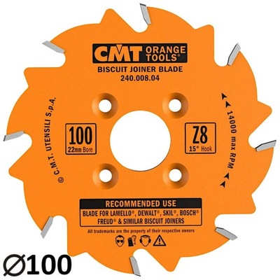 CMT Frez tarczowy notujący do lamelek 100x22mm 8z