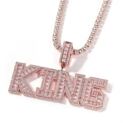 THE BLING KING Custom Bold Baguettecz Letters Pendant Iced Out Square