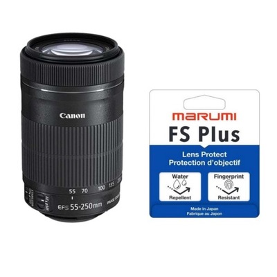Canon EF-S 55-250mm f 4-5.6 IS STM + Filtr 58 mm Marumi FS Plus ochronny