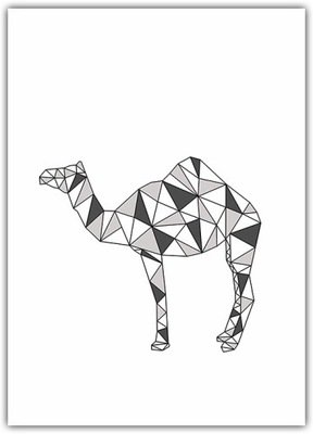Plakat Wielbłąd 21x30 ssak jednogarbny Afrykańskie Zwierzęta Geometryczne