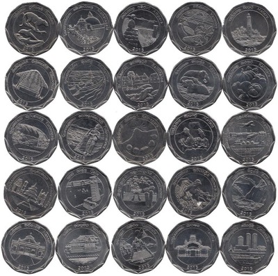 SRI LANKA KOMPLET 25 MONET 10 RUPII 2013 STANY REGIONY UNC