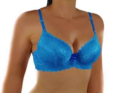 Koronkowy mega push up BIUSTONOSZ C 80 niebieski