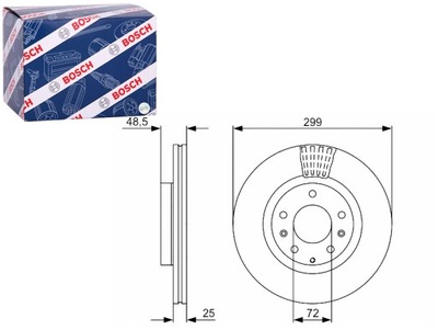 BOSCH ДИСКИ ТОРМОЗНЫЕ ТОРМОЗНЫЕ 2 ШТУКИ. ПЕРЕД MAZDA 6 1.8-2.5 06.02-07.13