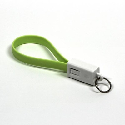 USB kabel (2.0), USB A M - microUSB (M), 0.2m, jasnozielona, breloczek na k
