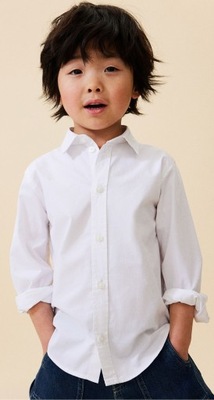 H&M ŚLICZNA Bawełniana koszula R.134 biała B
