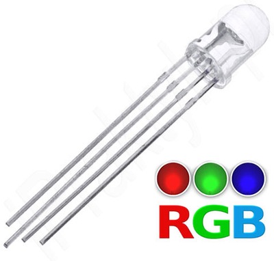 RGB LED 5mm Wspólna Anoda+ Przeźroczysta Dioda