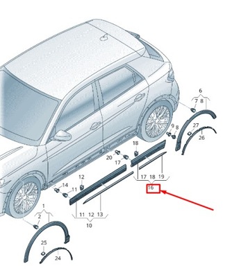 Audi q3 f3 rear left door cover 83a853969cgru фото №1