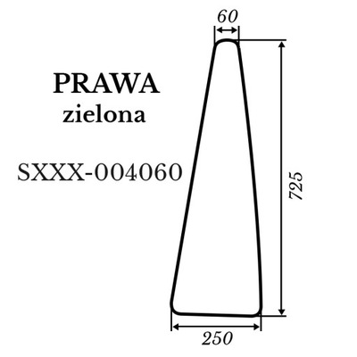 СКЛО ПРАВЕ KUBOTA L4100 ЗЕЛЕНА 250X725 MM KUBOTA L4100 SXXX-004060 MOTOG