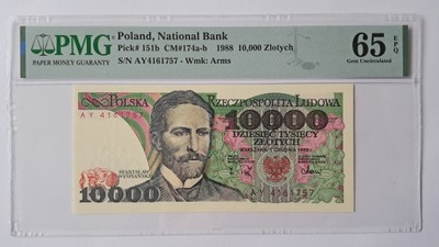 Banknot PRL 10000 zł 1988 rok SERIA: AY - PMG 65