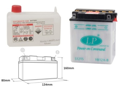 LANDPORT BATERÍA YB12A-B (MD LB12A-B) 12V 12AH 134X80X160 OBSLUGOWY - EL  