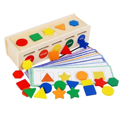 Drewniany kształt Sortowanie kolorów Puzzle z klockami