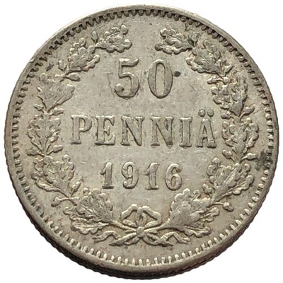 88500. Carska Finlandia - 50 pennia - 1916r. - Ag