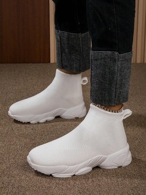 Shein białe lekkie buty botki wsuwane skarpetkowe 40