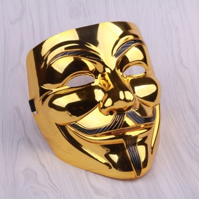 Anonymous Hacker V Premium gold mask