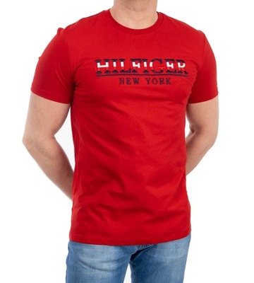 KOSZULKA TOMMY HILFIGER MĘSKA T-SHIRT CZERWONA S