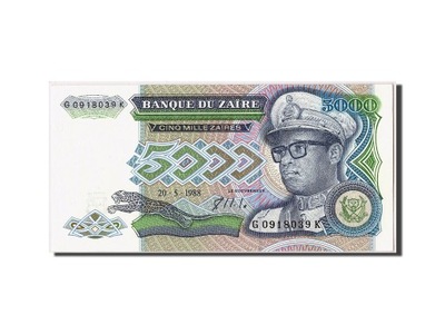 Banknot, Zaire, 5000 Zaïres, 1988, 1988-05-20, UNC