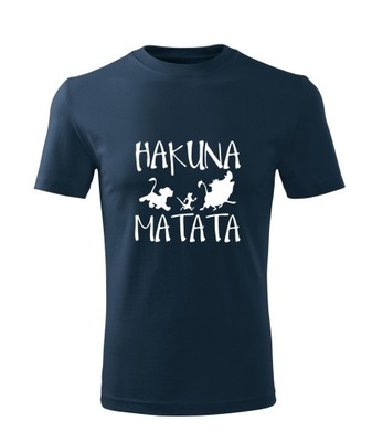 Koszulka T-shirt męska D417 HAKUNA MATATA granatowa rozm L