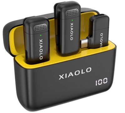 Bezprzewodowe mikrofony krawatowe 2 szt klip XIAOLO Czarny Android Type-C