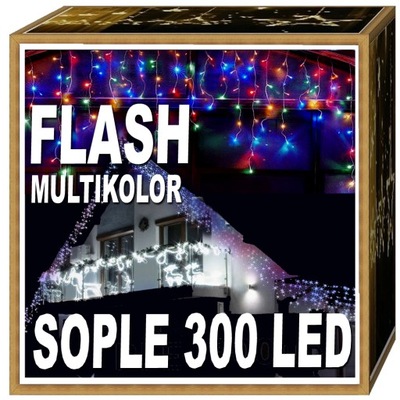 SOPLE FLASH 300 LED ZEWNĘTRZNE KOLOROWE CHOINKOWE lampki MULTIKOLOR