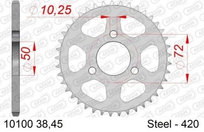 ЗУБЧАТКА NAPĘDZANA ЗАД MOTO СТАЛЕВИЙ OCYNKOWANA СРІБНА 10100-45