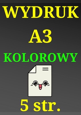 Wydruk, druk, ksero kolorowy A3 5 stron