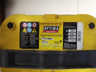 Акумулятор optima жовтий 55ah 765a фото №1