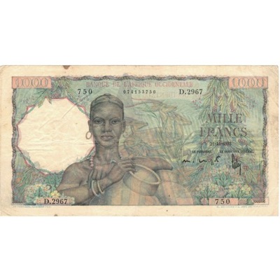 Banknot, Francuska Afryka Zachodnia, 1000 Francs,