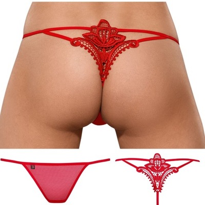 Erotyczne stringi czerwone KORONKA L/XL Obsessive