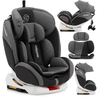 FOTELIK SAMOCHODOWY OBROTOWY ISOFIX 0-36kg SESTTINO OKTAGON PRZÓD + TYŁ