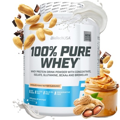 BIOTECH USA 100% PURE WHEY 2270g BIAŁKO WPC WPI | CZEKOLADA-MASŁO ORZECHOWE