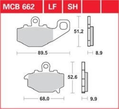 КОЛОДКИ ТОРМОЗНЫЕ ЗАД MCB 662LF KAWASAKI GPZ 1100 E 1995-1998